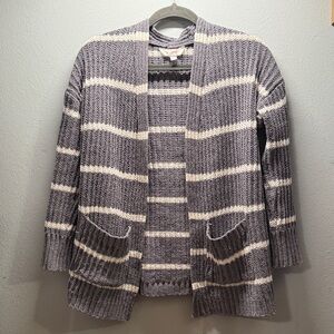 Striped Gray and White Juniors Sweater